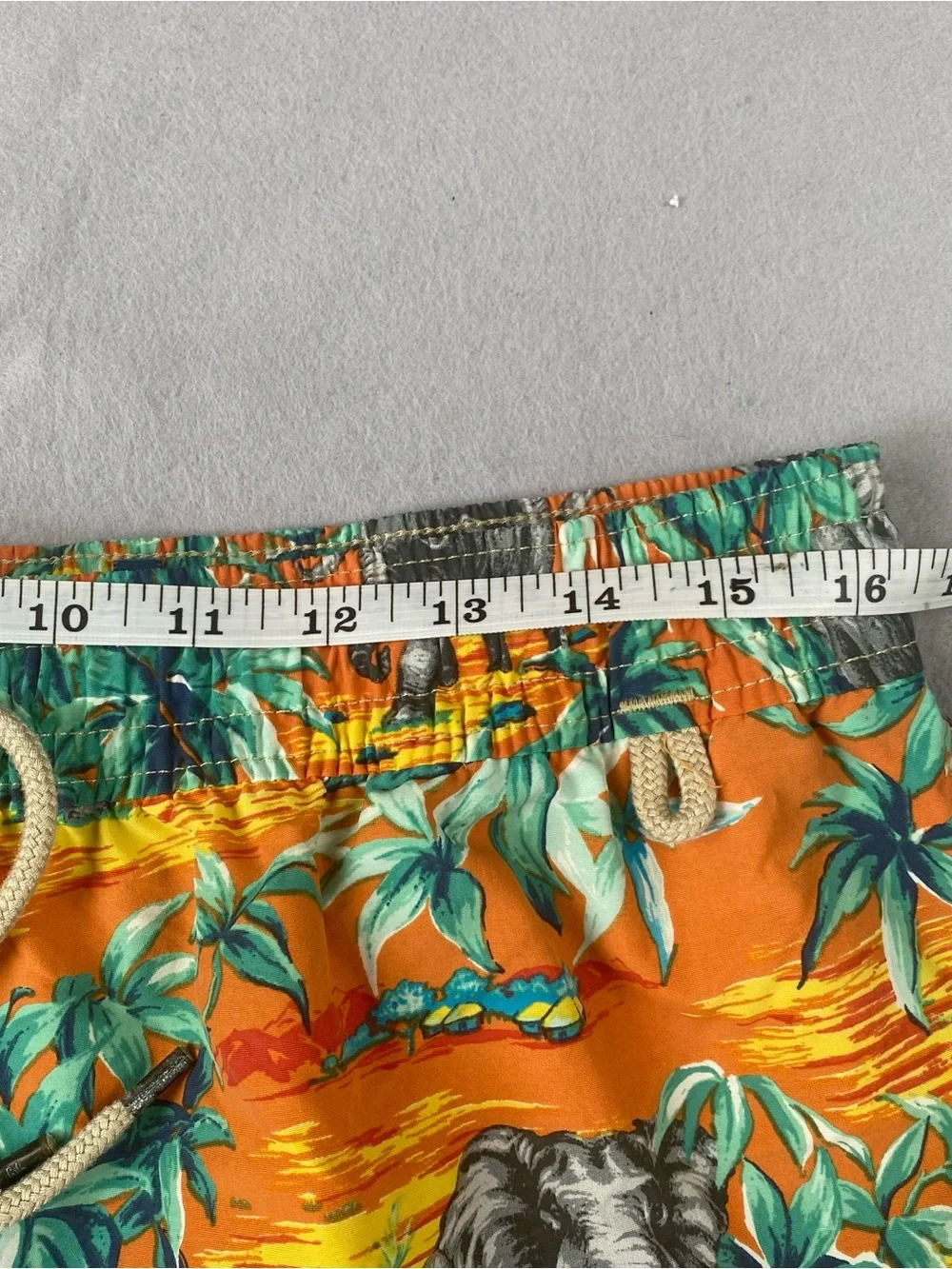 Polo Ralph Lauren Elephant Tropical Print Swim Trunks Men’s L Orange Mesh Lined